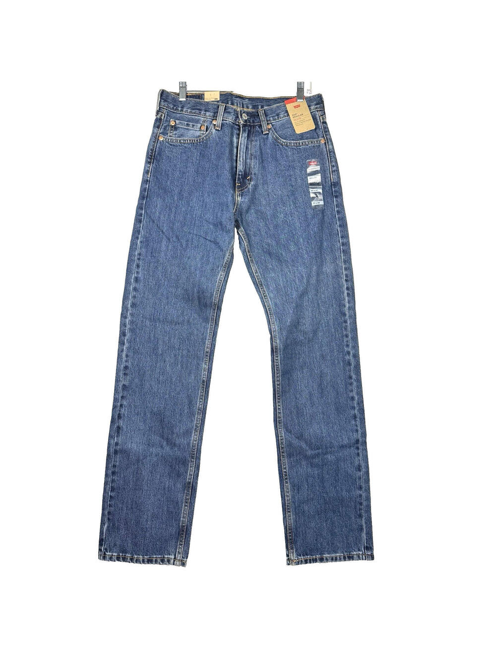 NEW Levis 505 Mens 32x34 Regular Straight Leg Denim Jeans 100% Cotton Med Wash